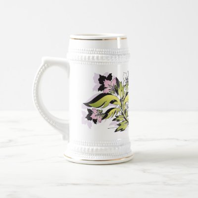 floral grunge leaves mugs by VioDeSign