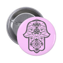 Floral Hamsa Pinback Buttons