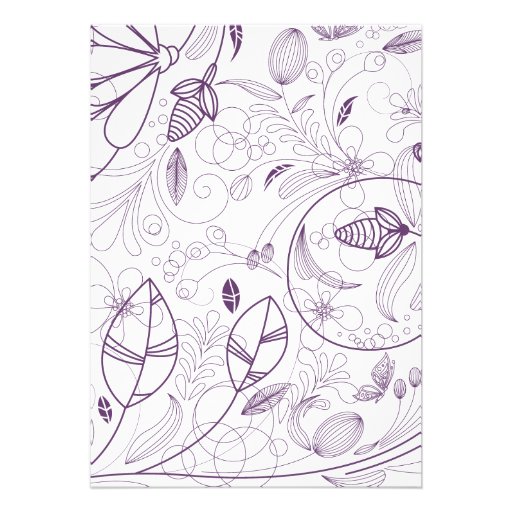 Floral Heart Purple Wedding Invitation