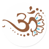 Floral Henna Om Round Sticker