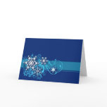 Floral Holiday Snowflake Greeting Card in Blue