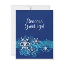 Floral Holiday Snowflake Invitation in Blue by PheteFirst Floral Holiday Snowflake Invitation in Blue
