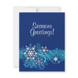 Floral Holiday Snowflake Invitation in Blue
