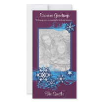 Floral Holiday Snowflake Photo Card in Purple photo cards by PheteFirst Floral Holiday Snowflake Photo Card in Purple photo cards