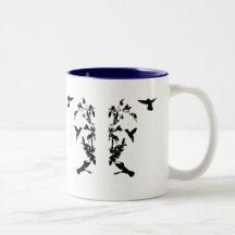 Floral Hummingbird Silhouettes Mug