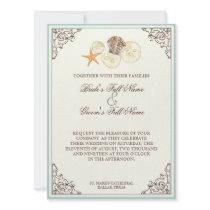 Floral Hydrangea Flower Seashell Swirls Beach Personalized Invite