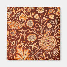 Floral in Fiery Red and Orange Refrigerator Magnet