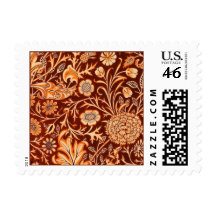 Floral in Fiery Red and Orange Stamp