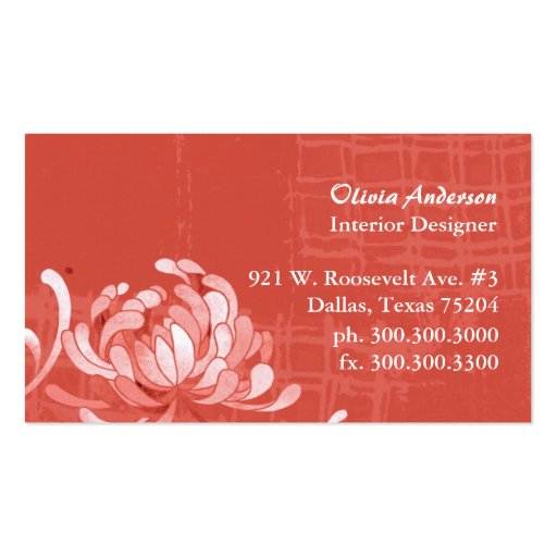 Floral Interior Design Custom Business Cards (back side)