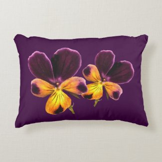 Floral Johnny Jump Up Purple Flower Accent Pillow