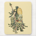 Floral Knight on Horse Lance and Shield Mousepad