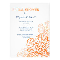 Floral Lace Bridal Shower Invitation | orange