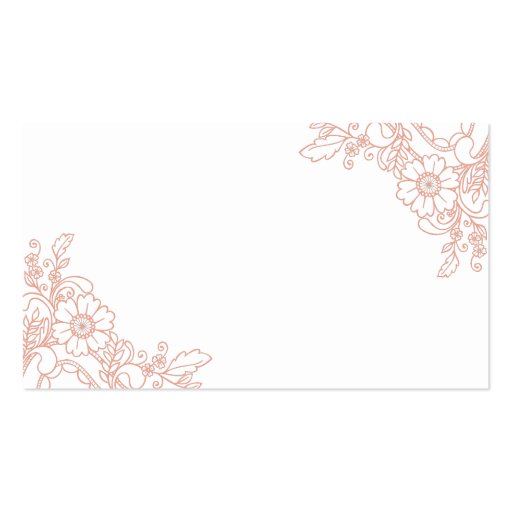 Floral Lace Calling Card - Coral Business Cards (back side)