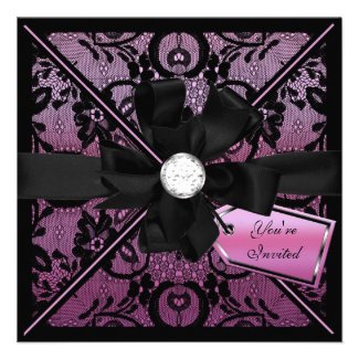 Floral Lace Invite with Diamond Bow
