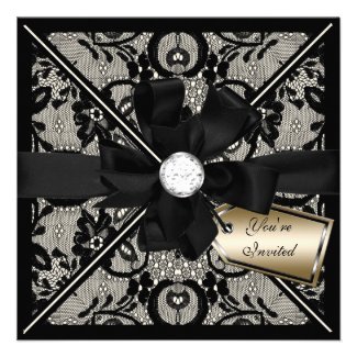 Floral Lace Invite with Diamond Bow