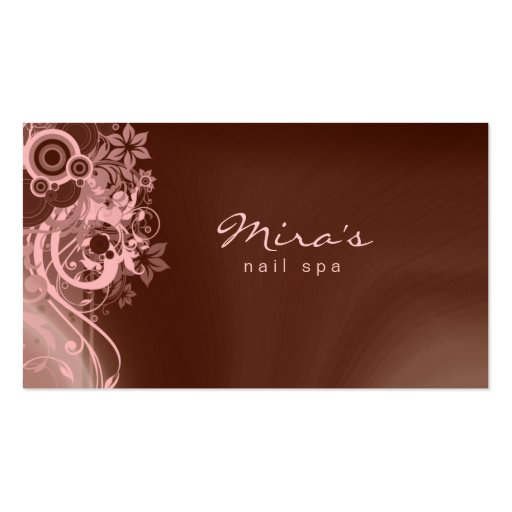 Floral Landscaping Business Card Brown Pink (front side)
