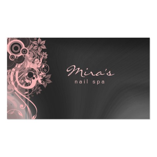 Floral Landscaping Business Card Gray Pink (front side)