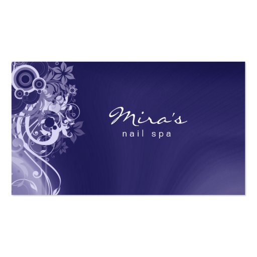 Floral Landscaping Business Card Retro Blue (front side)