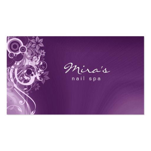 Floral Landscaping Business Card Retro Purple (front side)