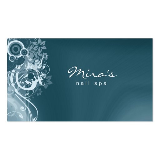 Floral Landscaping Business Card Retro Teal Blue