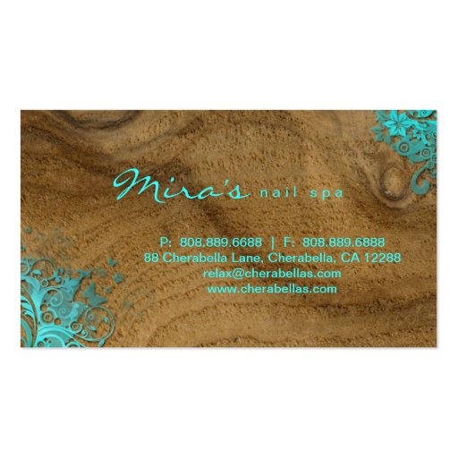 Floral Landscaping Business Card Wood Blue (back side)