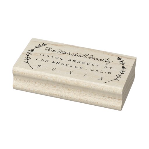 Floral Laurels Personalized Address Rubber Stamp Zazzle