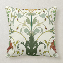 Floral Leaf Swirl Throw Pillow