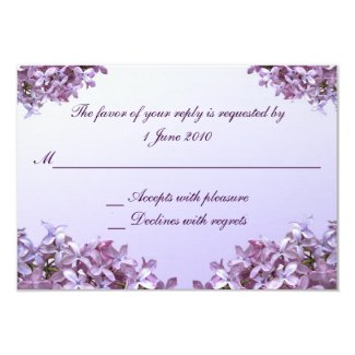 Floral Lilac Flowers RSVP Wedding 3.5x5 Paper Invitation Card