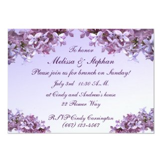 Floral Lilac Flowers Wedding Brunch 5x7 Paper Invitation Card