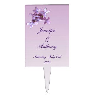 Floral Lilac Flowers Wedding Cake Topper