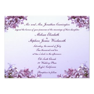 Floral Lilac Flowers Wedding 5.5x7.5 Paper Invitation Card