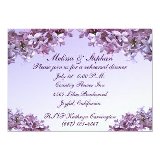 Floral Lilac Flowers Wedding Rehearsal Dinner 5x7 Paper Invitation Card