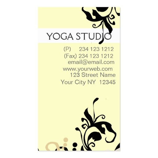 Floral Lily Yoga Design Business Cards (back side)