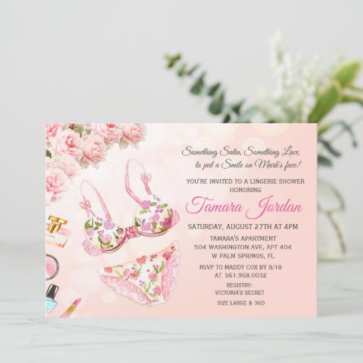 Floral Lingerie Shower Invitation Zazzle