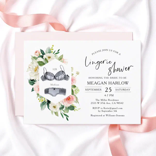 Floral Lingerie Shower Underwear Party Invitation Zazzle