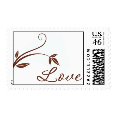 Floral 'Love' stamp (chocolate brown)