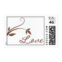 Floral "Love" stamp (chocolate brown) stamps