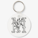 Floral M Keychain