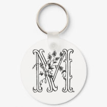 Floral M Keychain