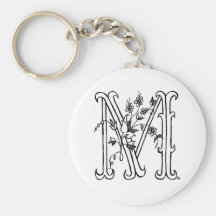 Floral M Keychain
