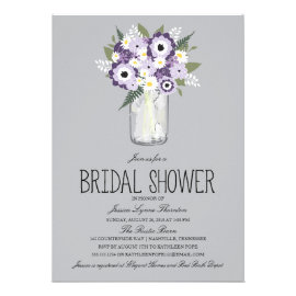 Floral Mason Jar Bridal Shower Invites