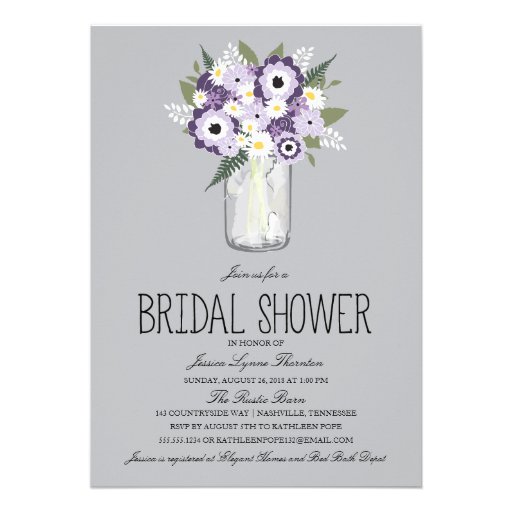 Floral Mason Jar Bridal Shower Invites