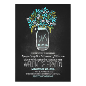 floral mason jar chalkboard wedding invitations 5
