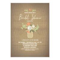 Floral Mason Jar Rustic Burlap Bridal Shower Card