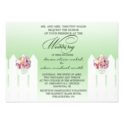 Floral Mason Jar Wedding Invitation