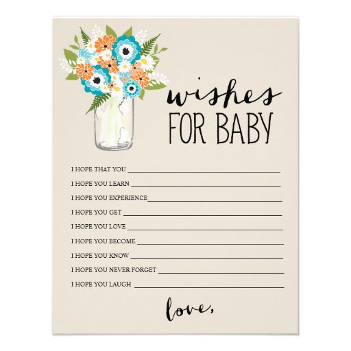 Floral Mason Jar | Wishes for Baby Announcement