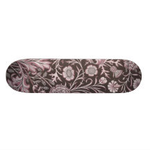 Floral Mauve and Chocolate Skate Deck