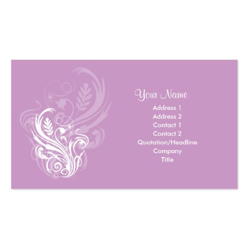 Floral mauve Business card (front side)