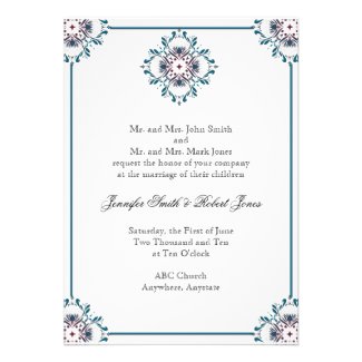 Floral Medallion in Teal and Rose Invites