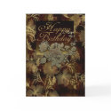 Floral Modern Birthday Card - Brown And Gold card